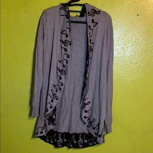 Sweater Cardigan with Music Notes